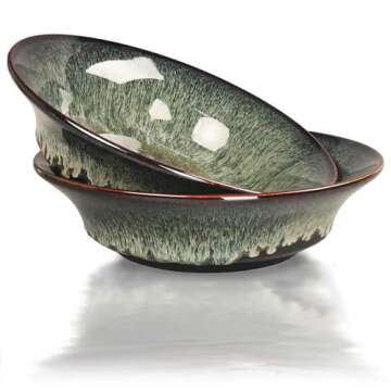 jinsongdafa Ceramic Pasta Bowls Set,105 oz Soup Bowls,Large Salad Bowls,Chip Resistant, Dishwasher M...