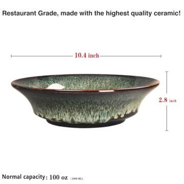 jinsongdafa Ceramic Pasta Bowls Set,105 oz Soup Bowls,Large Salad Bowls,Chip Resistant, Dishwasher Microwave Safe,deep Plate/Wide Bowl, Serving Bowls,Kitchen Dinnerware,Black reactive glaze