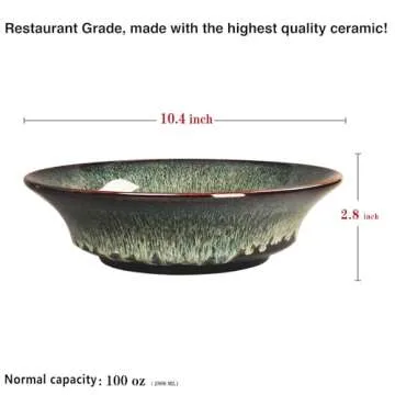 jinsongdafa Ceramic Pasta Bowls Set,105 oz Soup Bowls,Large Salad Bowls,Chip Resistant, Dishwasher Microwave Safe,deep Plate/Wide Bowl, Serving Bowls,Kitchen Dinnerware,Black reactive glaze