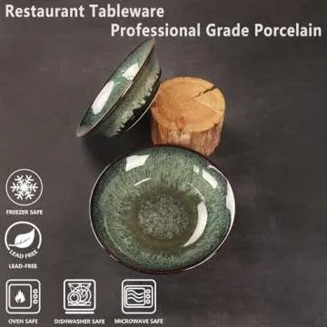 jinsongdafa Ceramic Pasta Bowls Set,105 oz Soup Bowls,Large Salad Bowls,Chip Resistant, Dishwasher Microwave Safe,deep Plate/Wide Bowl, Serving Bowls,Kitchen Dinnerware,Black reactive glaze