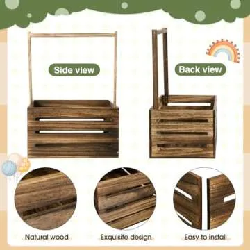 Barydat Wooden Baby Shower Crate Closet Basket with Handle Baby Announcement Sign Garland Hangers Large Letter, Wooden Gift Crate, Letters for Pregnancy New Parent Party(Brown)