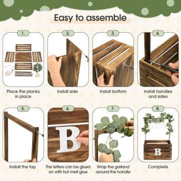 Barydat Wooden Baby Shower Crate Closet Basket with Handle Baby Announcement Sign Garland Hangers Large Letter, Wooden Gift Crate, Letters for Pregnancy New Parent Party(Brown)