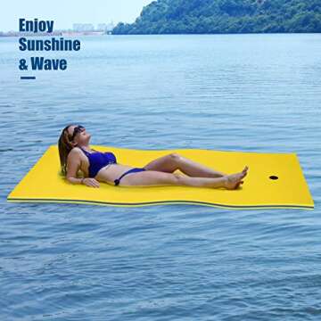 Goplus Floating Water Mat Pad, Lily Pad with Rolling Pillow Design, Bouncy Tear-Resistant 3-Layer XPE Foam, Roll-Up Swimming Foam Pool Floats for Lake River Boat Adults
