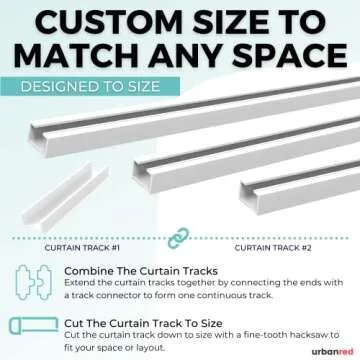 UrbanRed Self Adhesive Curtain Track 16.4FT (5m) for Smooth Ceiling Or Wall- No Drill, Screws, Ceiling Curtain Track, Curtain Rods, Ceiling Mount, Adhesive Curtain Rod (Non-Flexible)