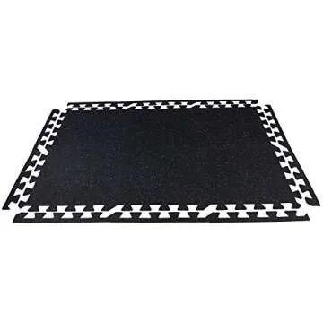 RevTime DIY Interlocking Rubber Exercise Floor 20"x20"x1/4" Puzzle Gym Mats for Garage Gym, Treadmill Mats, Fitness Floor (Pack of 6 Tiles with 10 Edge)