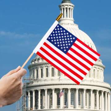 12 Pcs Small American Flags On Stick, Patriotic Outdoor Decor Small US Flags Mini American 12''x8'' ...
