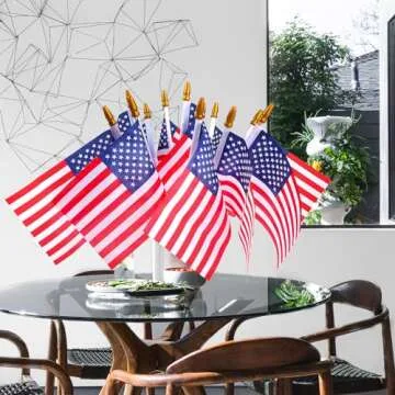 12 Pcs Small American Flags On Stick, Patriotic Outdoor Decor Small US Flags Mini American 12''x8'' Flag, Fourth Of July American Flags For Outside,Mini Flags For Outside Patriotic Holiday Yard Patio