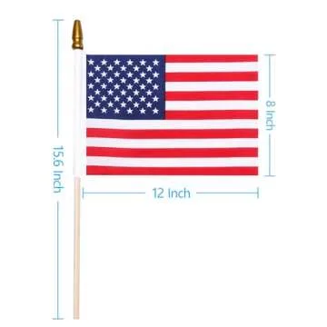 12 Pcs Small American Flags On Stick, Patriotic Outdoor Decor Small US Flags Mini American 12''x8'' Flag, Fourth Of July American Flags For Outside,Mini Flags For Outside Patriotic Holiday Yard Patio
