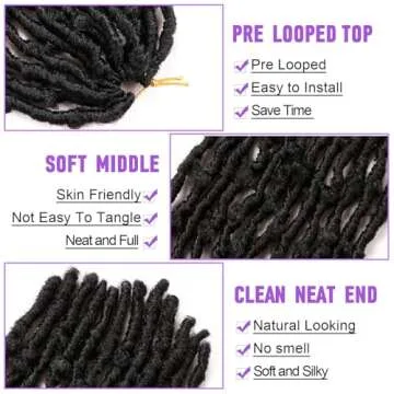 7 Packs Butterfly Faux Locs Crochet Hair 12 Inch Pre-looped Distressed Locs Soft Locs Crochet Hair For Black Women Crochet Braids Hair (12Inch 7Pack, 1B#)