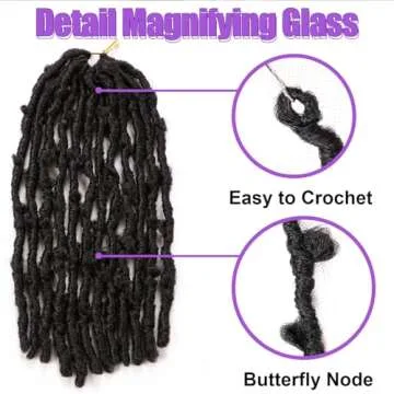 7 Packs Butterfly Faux Locs Crochet Hair 12 Inch Pre-looped Distressed Locs Soft Locs Crochet Hair For Black Women Crochet Braids Hair (12Inch 7Pack, 1B#)