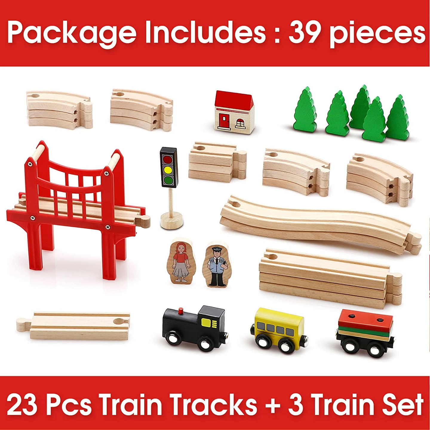 Tiny Land 39 Piece Train Set for Toddlers
