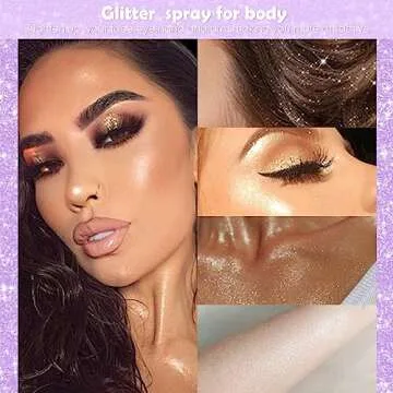 Highlighter Powder Spray, 20ML Cosmetic Grade High Gloss Body Shimmer Powder Fairy Dust Highlighter Sparkle Face Makeup Setting Magic Diamond Glitter Spray Shimmer Face Body Skin Hair Clothes