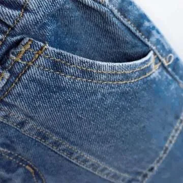 KIDSCOOL SPACE Baby Girls Jeans,Toddler Elastic Waist with D-Ring Slant Pockets Wide-Leg Denim Pants,Blue,12-18 Months