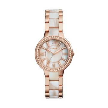 Fossil Virginia Quartz Women's Watch in Rose Gold & White Horn