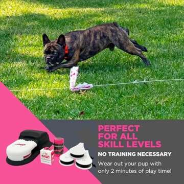 SwiftPaws - Home Original - Chase Toy - for Dogs - Flag Lure Course - Interactive Dog Enrichment Toy - Includes Main Unit, 3 Pulleys, Battery, Charger, Flags, Line, Stakes, Tethers