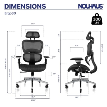 Nouhaus Ergo3D Ergonomic Office Chair with Adjustable Features
