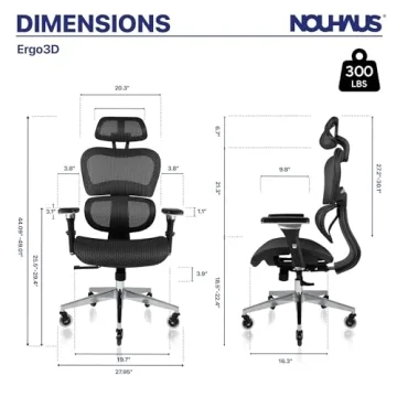 Nouhaus Ergo3D Ergonomic Office Chair with Adjustable Features