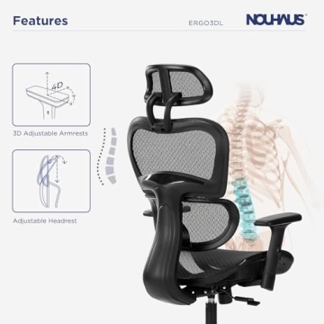 Nouhaus Ergo3D Ergonomic Office Chair with Adjustable Features