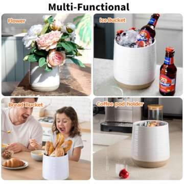 Officepal 6.8" Large Ceramic Kitchen Utensil Holder - Utensil Holder for Kitchen Counter, Modern Farmhouse Style Utensil Holder for Spoons, Spatulas & Cooking Tools (White)