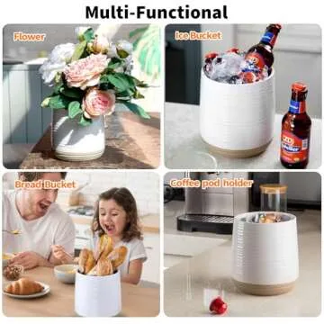 Officepal 6.8" Large Ceramic Kitchen Utensil Holder - Utensil Holder for Kitchen Counter, Modern Farmhouse Style Utensil Holder for Spoons, Spatulas & Cooking Tools (White)