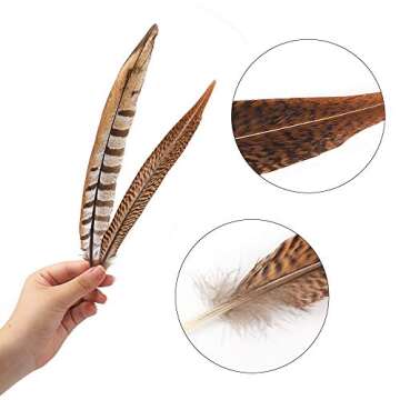 Outuxed 15 pcs Natural Pheasant Feathers for Crafts DIY Feather Tails in 3 Styles 25-30cm