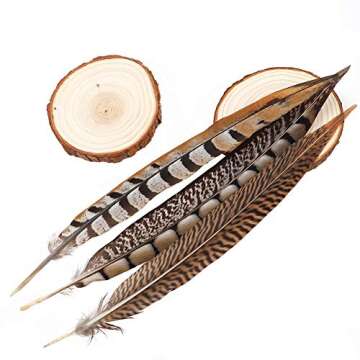 Outuxed 15 pcs Natural Pheasant Feathers for Crafts DIY Feather Tails in 3 Styles 25-30cm