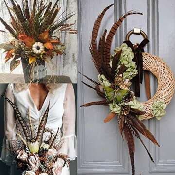 Outuxed 15 pcs Natural Pheasant Feathers for Crafts DIY Feather Tails in 3 Styles 25-30cm