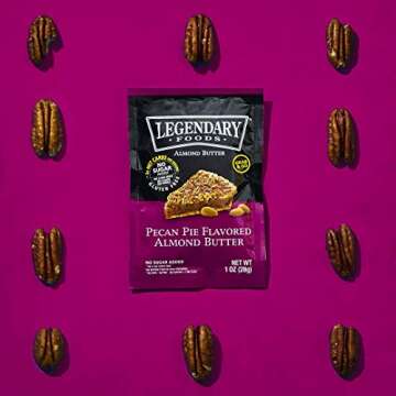 Legendary Foods Almond Butter | Keto Snacks & Fat Bombs, Low Carb, No Sugar Added, Vegan | Pecan Pie (1oz Squeeze Packets, Pack of 10)