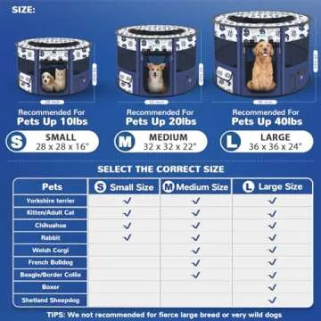 TASDISE Portable Dog Playpen, Upgraded Waterproof Bottom, Durable Mesh, Foldable Pet Playpen Exercise Kennel Tent for Dogs, Cats, Come with Free Carrying Case Great for Indoor Outdoor Travel Use, L