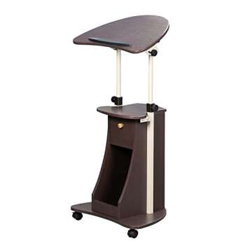 Techni Mobili Sit-to-Stand Rolling Adjustable Storage Medical Laptop Computer Cart, Chocolate, B005