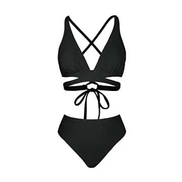 CUPSHE Women's Dark Green Bikini Set Adjustable Style