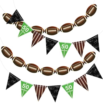Zonon 4 Pieces Baseball Football Soccer Banner Sports Birthday Party Decorations Sports Ball Paper G...