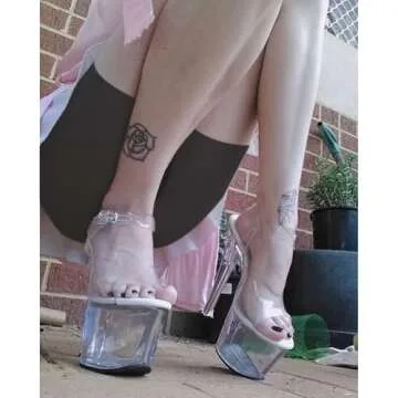 WUXIN H&P 7 inch Clear Platform Heels Ankle-Strap Sexy For Women's,7 Inch Pole Dance High Heel Platform,Exotic Clear Platform Pole Dancer Heels Shoes Stiletto 6 8 inch US 7