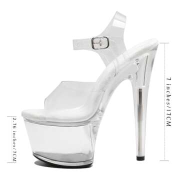WUXIN H&P 7 inch Clear Platform Heels Ankle-Strap Sexy For Women's,7 Inch Pole Dance High Heel Platform,Exotic Clear Platform Pole Dancer Heels Shoes Stiletto 6 8 inch US 7
