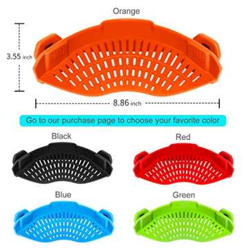 Clip On Strainer Silicone for all Pots and Pans, AUOON Pasta Strainer Clip on Food Strainer for Meat...