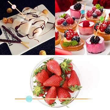 Colored Pearls Bamboo Cocktail Skewers, Bamboo Cocktail Picks, Cocktail Toothpicks for Appetizer and Drinks, Fancy Cute Garnish Decorative Sticks for Party, Bar, Fruit, Sandwich. 4.7 Inch, 100 Counts