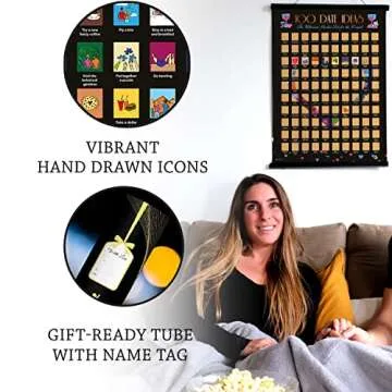 Me Time Joy The Original 100 Date Ideas Scratch Off Poster - Couples Gift - Date Night Bucket List for Couples Adventure Challenge Engagement Anniversary Valentine's Gift, Scratch-Off Tool Included