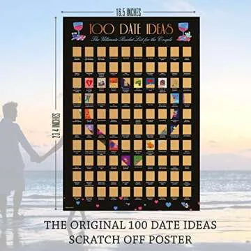 Me Time Joy The Original 100 Date Ideas Scratch Off Poster - Couples Gift - Date Night Bucket List for Couples Adventure Challenge Engagement Anniversary Valentine's Gift, Scratch-Off Tool Included