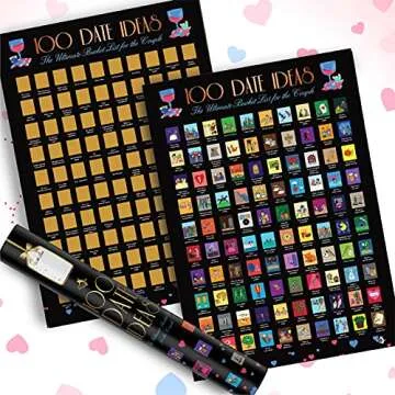 Me Time Joy The Original 100 Date Ideas Scratch Off Poster - Couples Gift - Date Night Bucket List for Couples Adventure Challenge Engagement Anniversary Valentine's Gift, Scratch-Off Tool Included