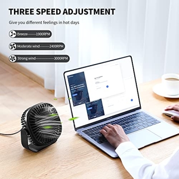 SMARTDEVIL Small USB Desk Fan - Portable, Quiet 3 Speeds
