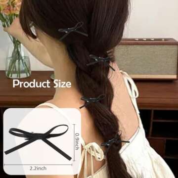 Tihebax Mini Hair Bows and Clips Set - 12Pcs Bowknot Hair Accessories for Women and Girls (black white)