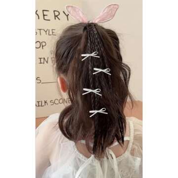 Tihebax Mini Hair Bows and Clips Set - 12Pcs Bowknot Hair Accessories for Women and Girls (black white)