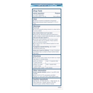 Colace Regular Strength Stool Softener - 100 mg for Constipation Relief