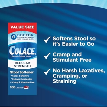 Colace Regular Strength Stool Softener - 100 mg for Constipation Relief