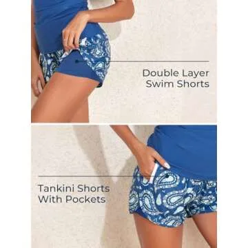 Summer Mae Modest Tankini Swimsuits for Women 2025 Two Piece Bathing Suits with Sporty Pockets Boy S...