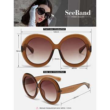 SeeBand Oversized Huge Round Sunglasses for Women Men Fashion Big Circle Sunnies Large Thick Sun Glasses Vintage Shades (Brown/Gradient Brown)