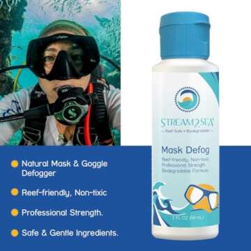 STREAM 2 SEA Mask Defog, Reef Friendly Defogger Coating Anti Fog Mask for Glasses, Snorkel Mask, Scu...