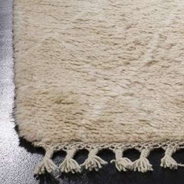 SAFAVIEH Casablanca Collection Accent Rug - 4' x 6', Beige & Ivory, Hand-Knotted Trellis Tassel New ...