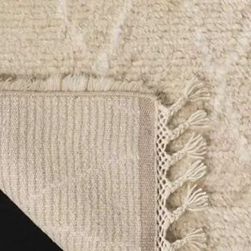 SAFAVIEH Casablanca Collection Accent Rug - 4' x 6', Beige & Ivory, Hand-Knotted Trellis Tassel New Zealand Wool, 1.8-inch Thick Ideal for High Traffic Areas in Foyer, Living Room, Bedroom (CSB145C)