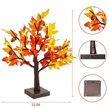LJLNION 18 Inch Artificial Maple Tree with LED Lights